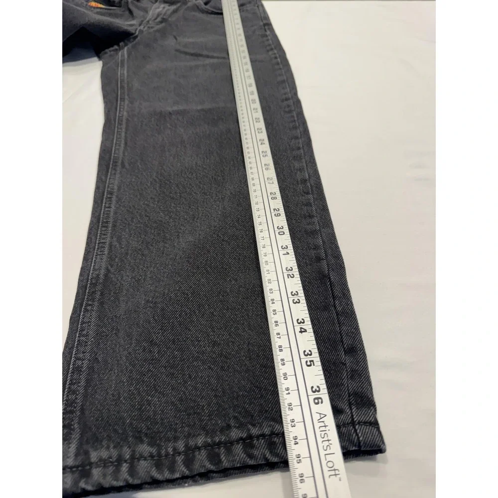 Empyre Loose Jeans Mens 30 Black Relaxed Denim Dark‎ Wash Logo Casual